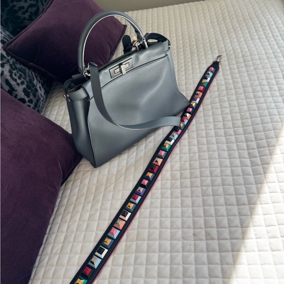 Fendi Handbags - Fendi Gray/Blue Peekaboo Handbag with 2 Shoulder straps